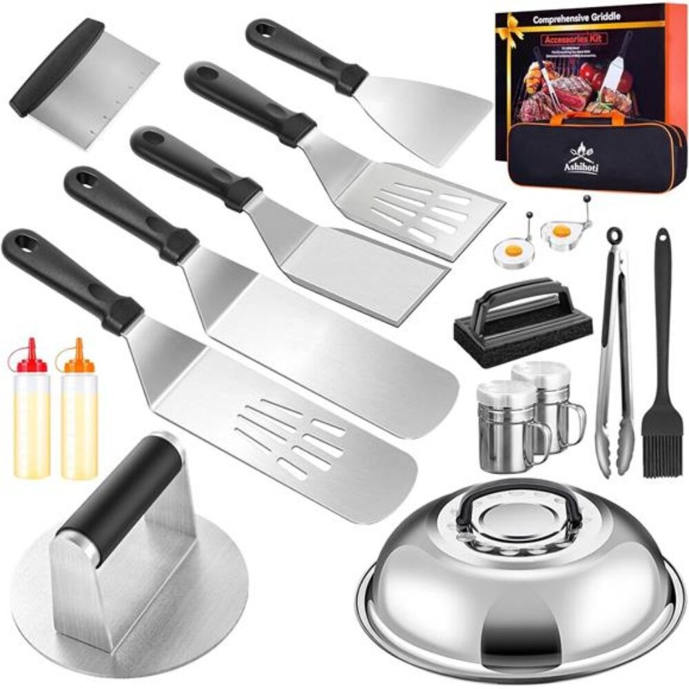 Griddle Accessories for Blackstone with Smashed Burger Press,19Pcs Griddle